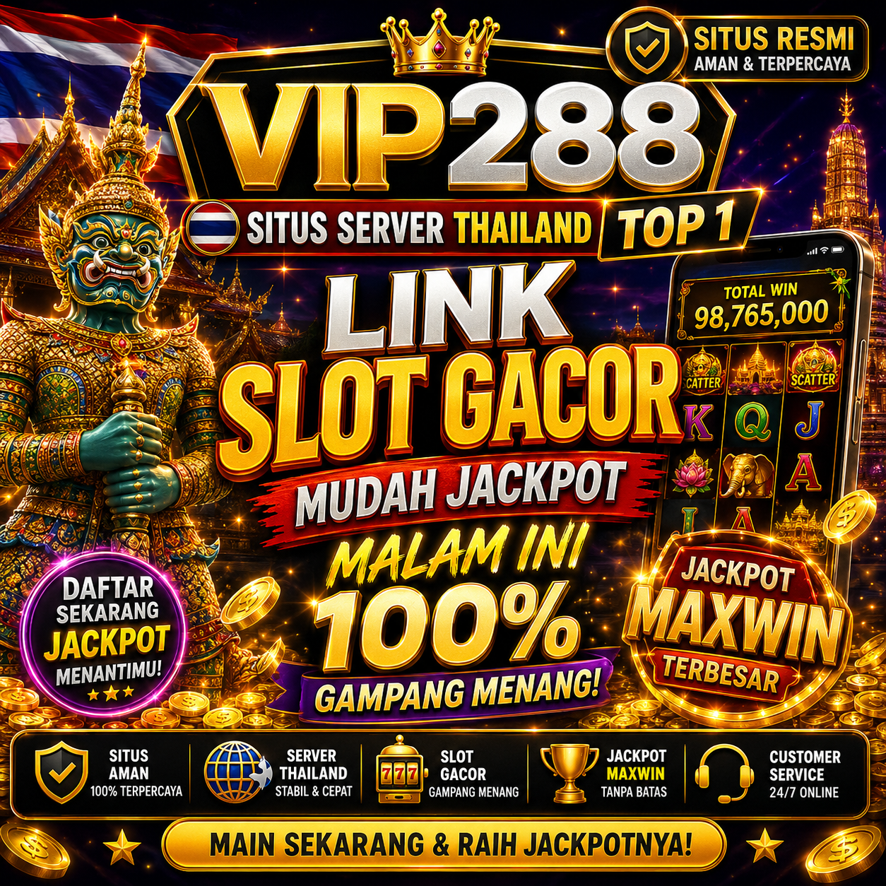 Thumbnail 1 of 3, Poster, VIP288 | Situs Server Thailand Top 1 Link Slot Gacor Mudah Jackpot Malam Ini 100% designed and sold by VIP288.